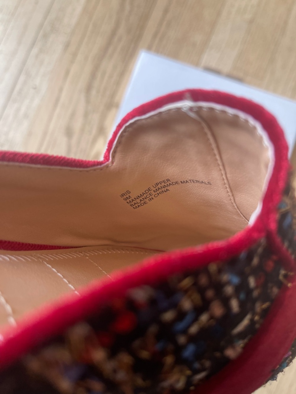 Rara Avis Women's Red Tweed Slip-On Mules with Velvet Band - Picture 2 of 10